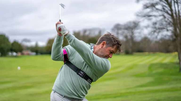 TRS Slider swing training aid being used by golfer Robert Rock